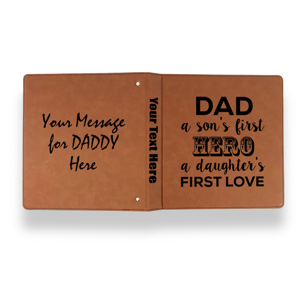 My Father My Hero Leather Binder - 1" - Rawhide - Back Spine Front View