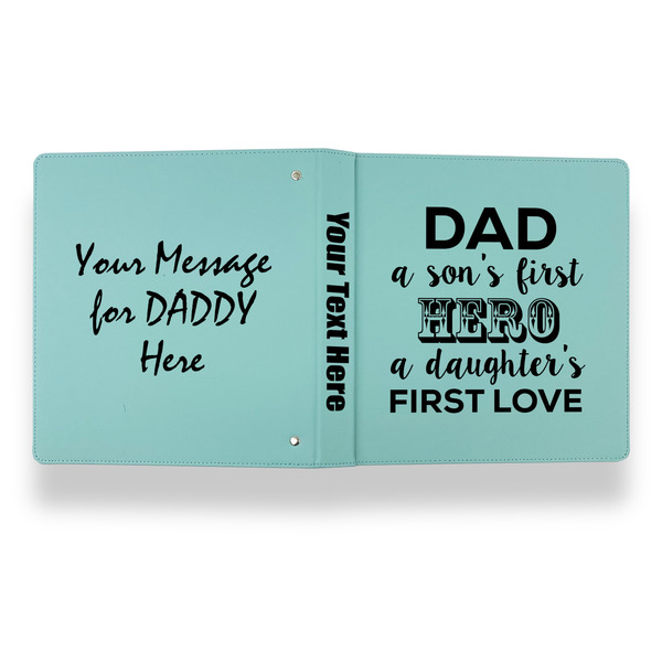 My Father My Hero Leather Binder - 1" - Teal - Back Spine Front View