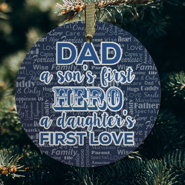 My Father My Hero Frosted Glass Ornament - Round (Lifestyle)