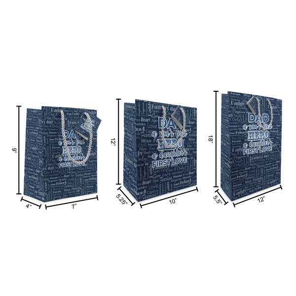 My Father My Hero Gift Bags - All Sizes - Dimensions