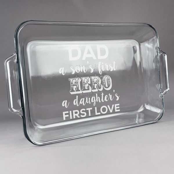 Custom My Father My Hero Glass Baking and Cake Dish