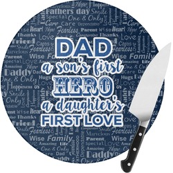 My Father My Hero Round Glass Cutting Board