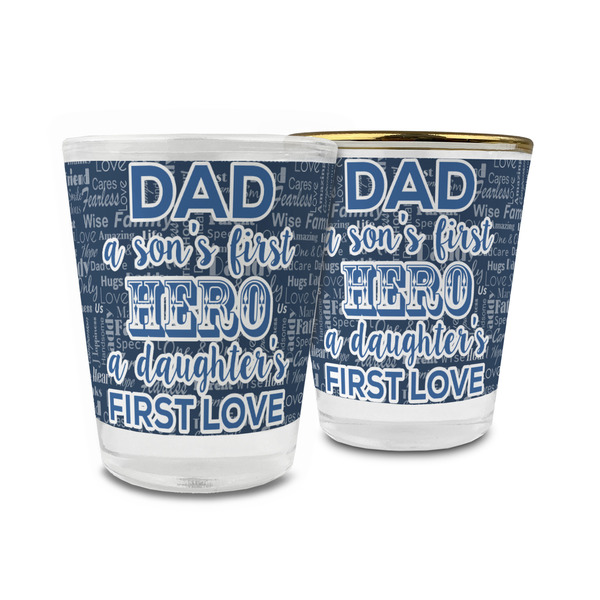 Custom My Father My Hero Glass Shot Glass - 1.5 oz