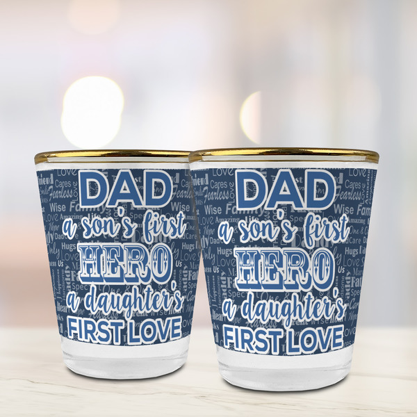 My Father My Hero Glass Shot Glass - with gold rim - LIFESTYLE