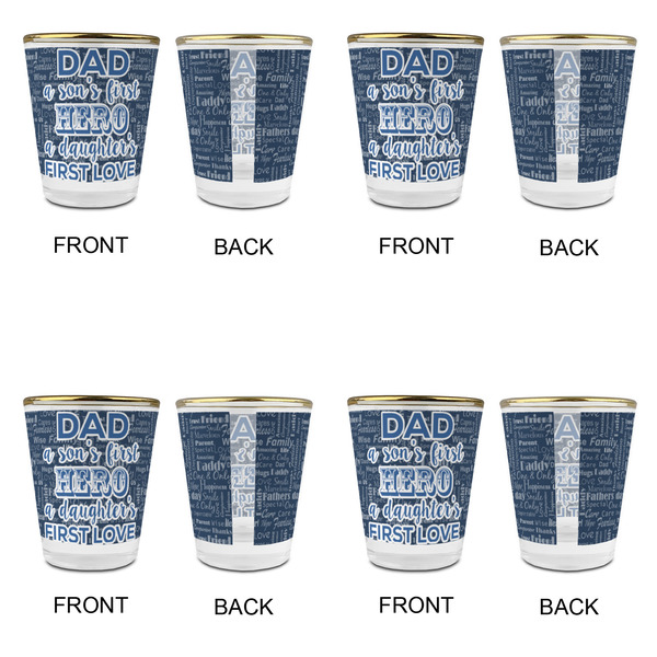My Father My Hero Glass Shot Glass - with gold rim - Set of 4 - APPROVAL
