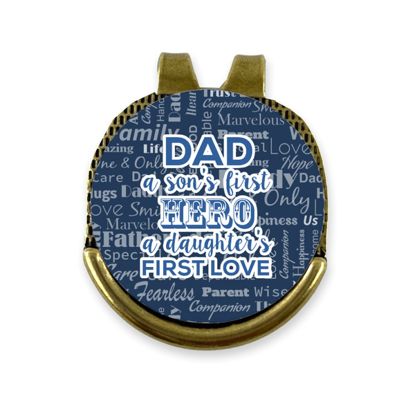 Custom My Father My Hero Golf Ball Marker - Hat Clip - Gold