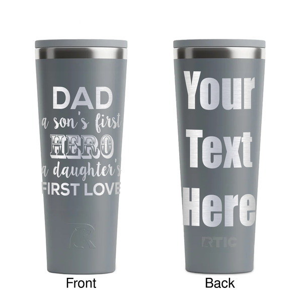 My Father My Hero Grey RTIC Everyday Tumbler - 28 oz. - Front and Back