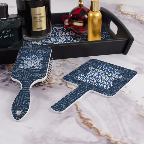 My Father My Hero Hair Brush and Hand Mirror - Bathroom Scene