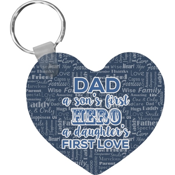Custom My Father My Hero Heart Plastic Keychain
