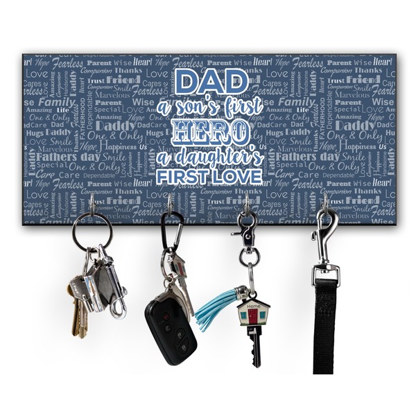 Custom My Father My Hero Key Hanger w/ 4 Hooks