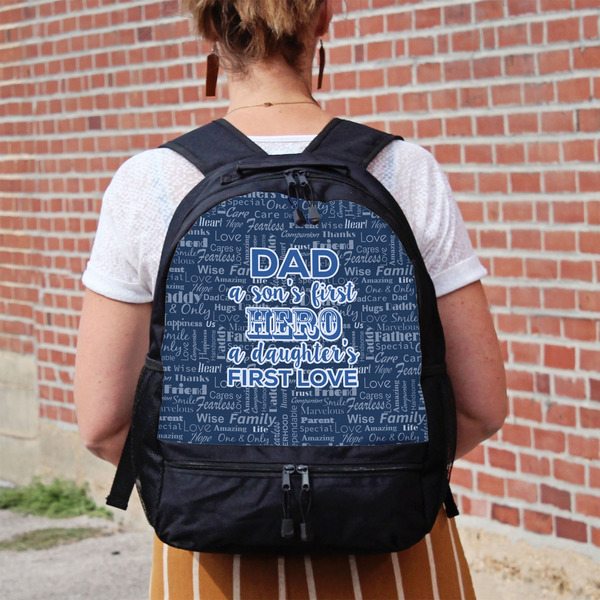 My Father My Hero Large Backpack - Black - On Back