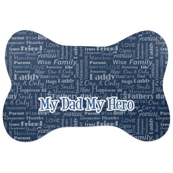 Custom My Father My Hero Bone Shaped Dog Food Mat (Large) (Personalized)