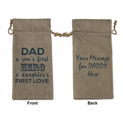 My Father My Hero Large Burlap Gift Bag - Front & Back