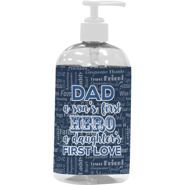 Custom My Father My Hero Plastic Soap / Lotion Dispenser (16 oz - Large - White)