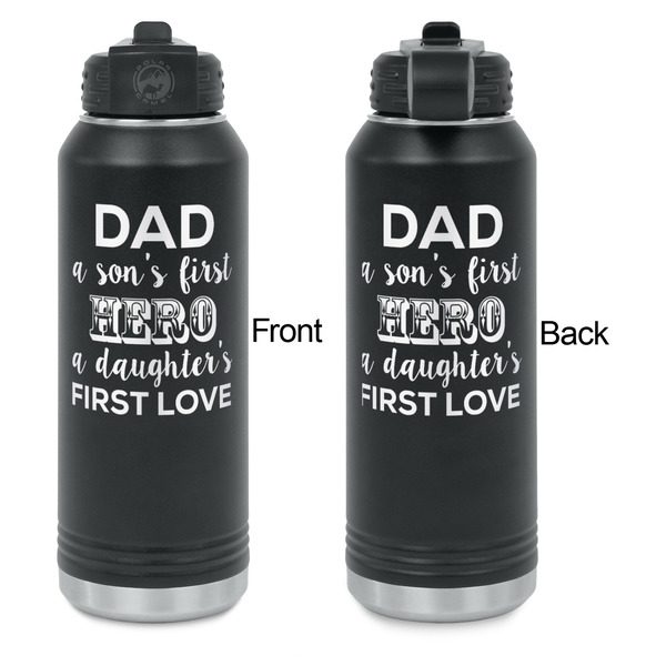 My Father My Hero Laser Engraved Water Bottles - Front & Back Engraving - Front & Back View