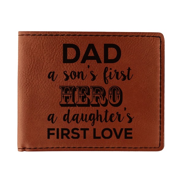 Custom My Father My Hero Leatherette Bifold Wallet - Double Sided (Personalized)