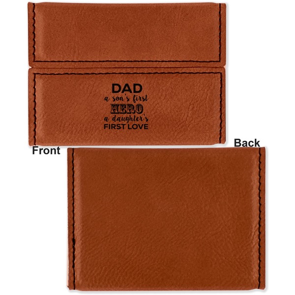My Father My Hero Leather Business Card Holder Front Back Single Sided - Apvl