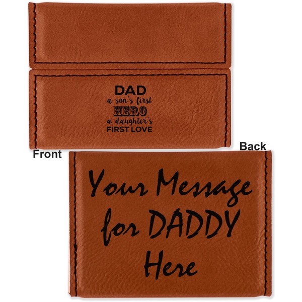 My Father My Hero Leather Business Card Holder - Front Back