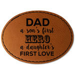 My Father My Hero Faux Leather Iron On Patch - Oval