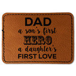 My Father My Hero Faux Leather Iron On Patch - Rectangle