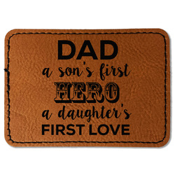 My Father My Hero Faux Leather Iron On Patch - Rectangle