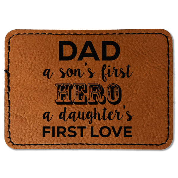 Custom My Father My Hero Faux Leather Iron On Patch - Rectangle