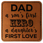 My Father My Hero Faux Leather Iron On Patch - Square