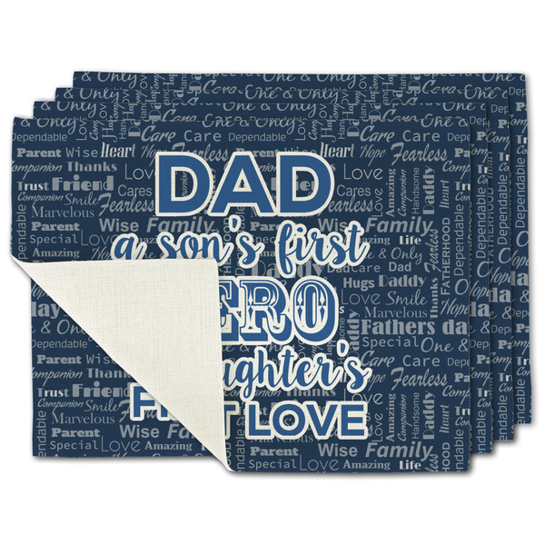 Custom My Father My Hero Single-Sided Linen Placemat - Set of 4