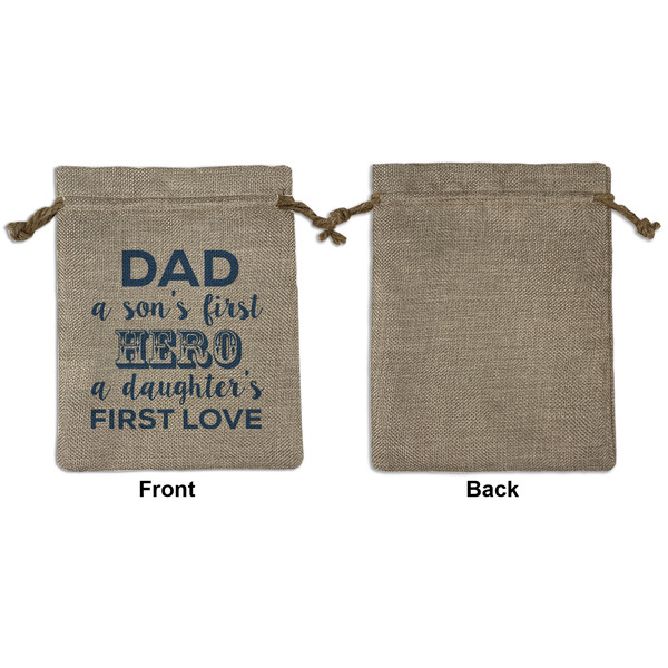 My Father My Hero Medium Burlap Gift Bag - Front Approval