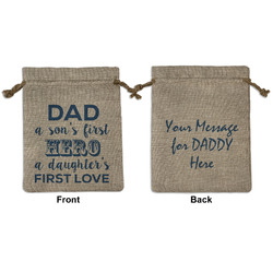 My Father My Hero Medium Burlap Gift Bag - Front & Back