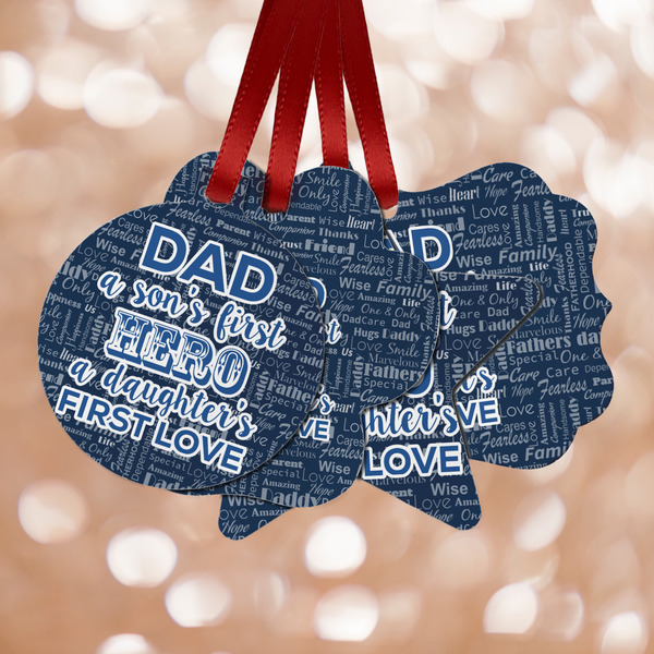 Custom My Father My Hero Metal Ornaments - Double Sided