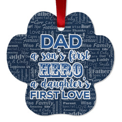 My Father My Hero Metal Paw Ornament - Double Sided