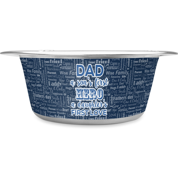 Custom My Father My Hero Stainless Steel Dog Bowl - Medium