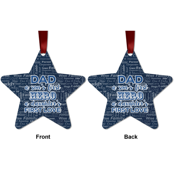 My Father My Hero Metal Star Ornament - Front and Back