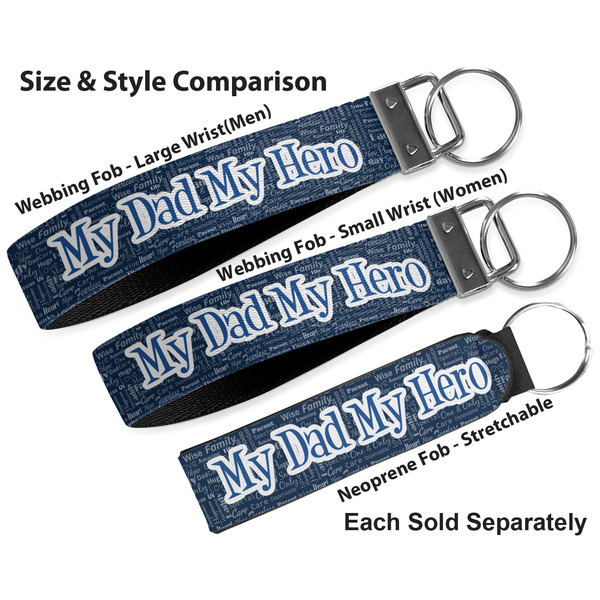 My Father My Hero Multiple Key Ring comparison sizes