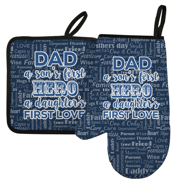 Custom My Father My Hero Left Oven Mitt & Pot Holder Set