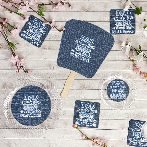 My Father My Hero Party Supplies Combination Image - All items - Plates, Coasters, Fans