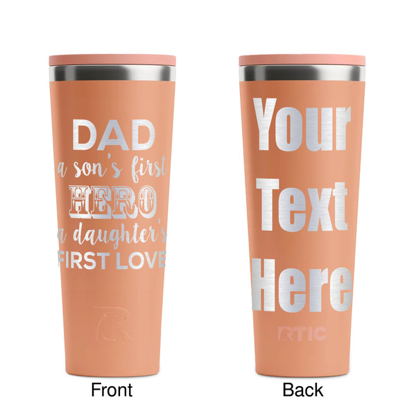 My Father My Hero Peach RTIC Everyday Tumbler - 28 oz. - Front and Back