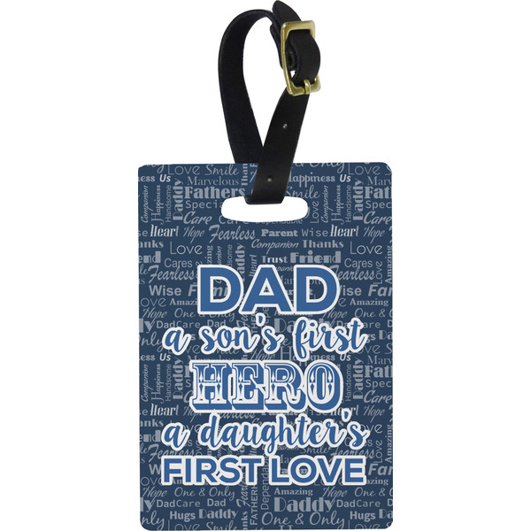 Custom My Father My Hero Plastic Luggage Tag - Rectangular