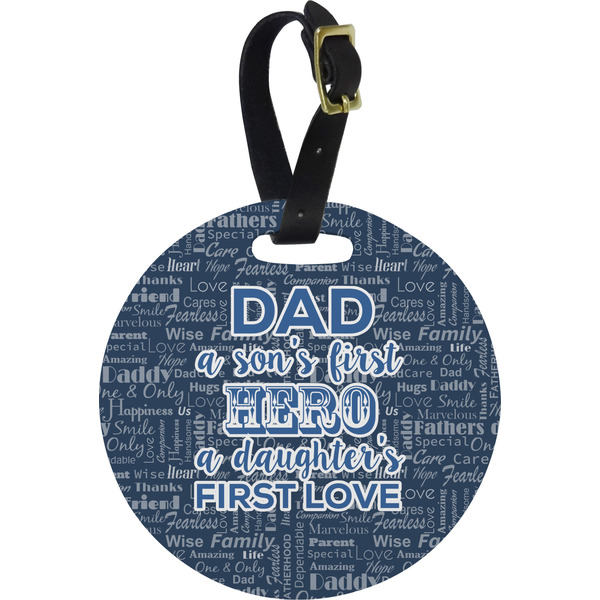 Custom My Father My Hero Plastic Luggage Tag - Round