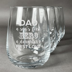 My Father My Hero Stemless Wine Glasses (Set of 4)