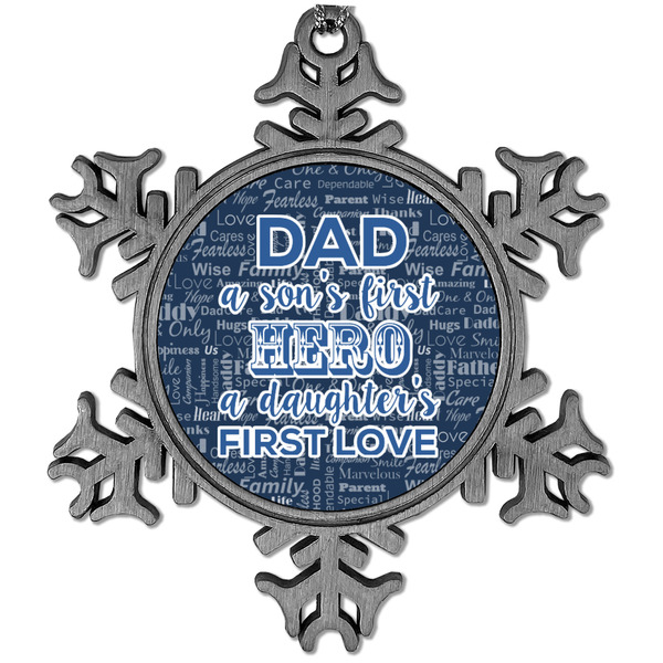 Custom My Father My Hero Vintage Snowflake Ornament