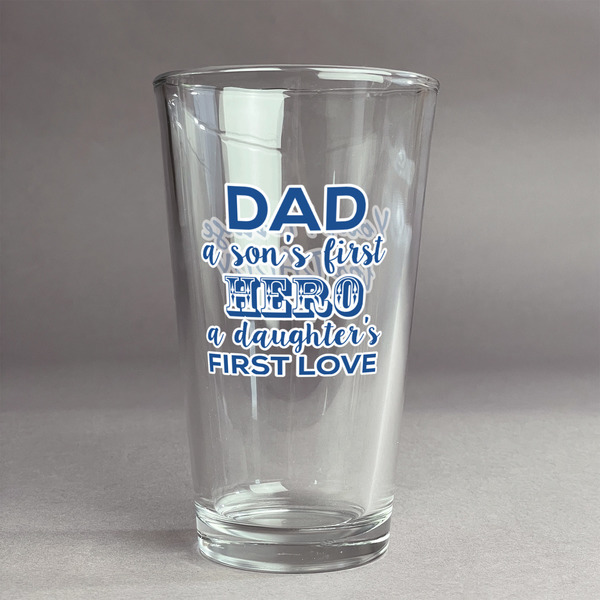 Custom My Father My Hero Pint Glass - Full Color Logo