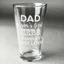My Father My Hero Pint Glass - Engraved