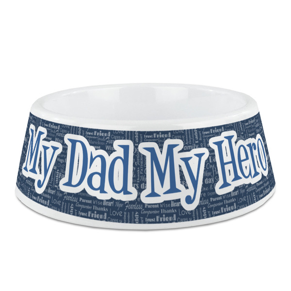 Custom My Father My Hero Plastic Dog Bowl - Medium