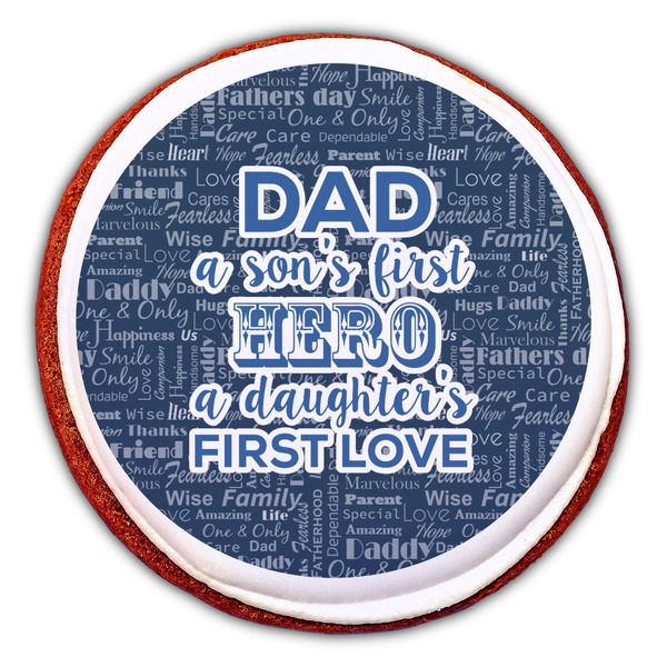 My Father My Hero Printed Icing Circle - Large - On Cookie