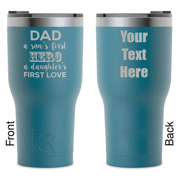 Custom My Father My Hero RTIC Tumbler - Dark Teal - Laser Engraved - Double-Sided