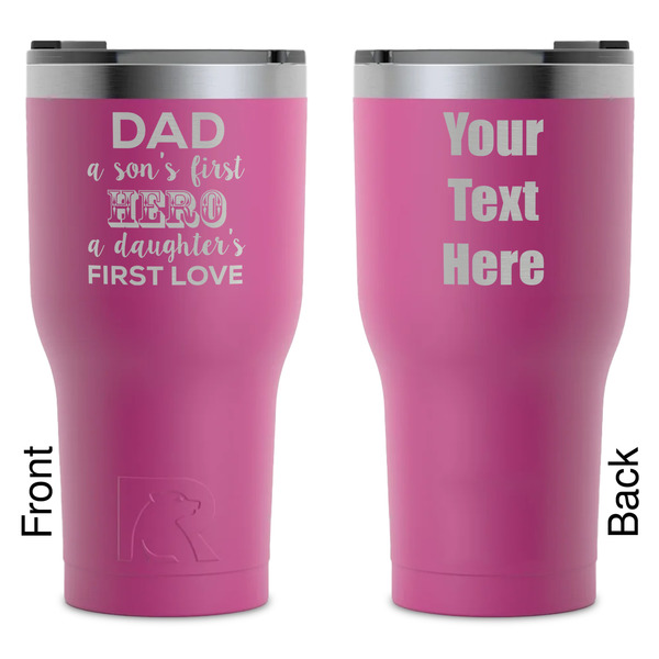 Custom My Father My Hero RTIC Tumbler - Magenta - Laser Engraved - Double-Sided