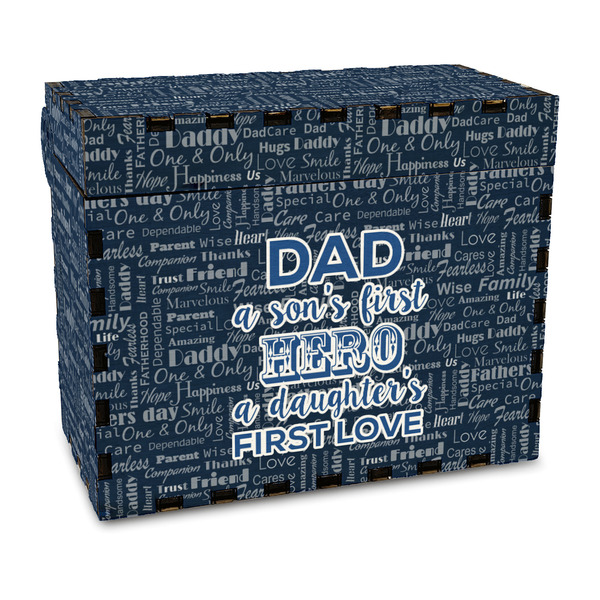 Custom My Father My Hero Wood Recipe Box - Full Color Print