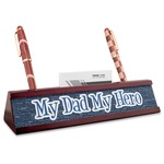 My Father My Hero Red Mahogany Nameplate with Business Card Holder (Personalized)